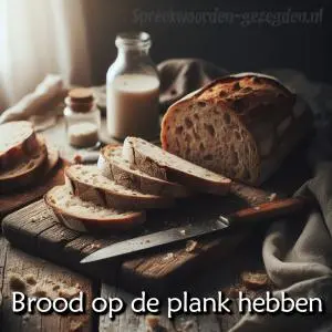 Afbeelding van brood met de tekst: Brood op de plank hebben